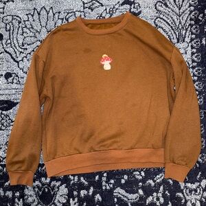 Brown Sweatshirt with Mushroom Design